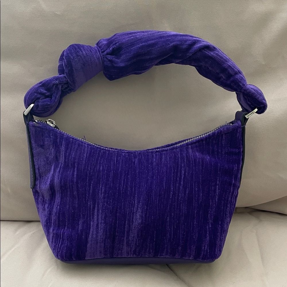 Elegant Purple Velvet Bag w/Detachable Crossbody Strap - Like New!